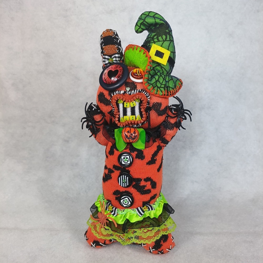 Halloween Witch Bear Monster Art Doll Creepy Cute OOAK Zipper Mouth